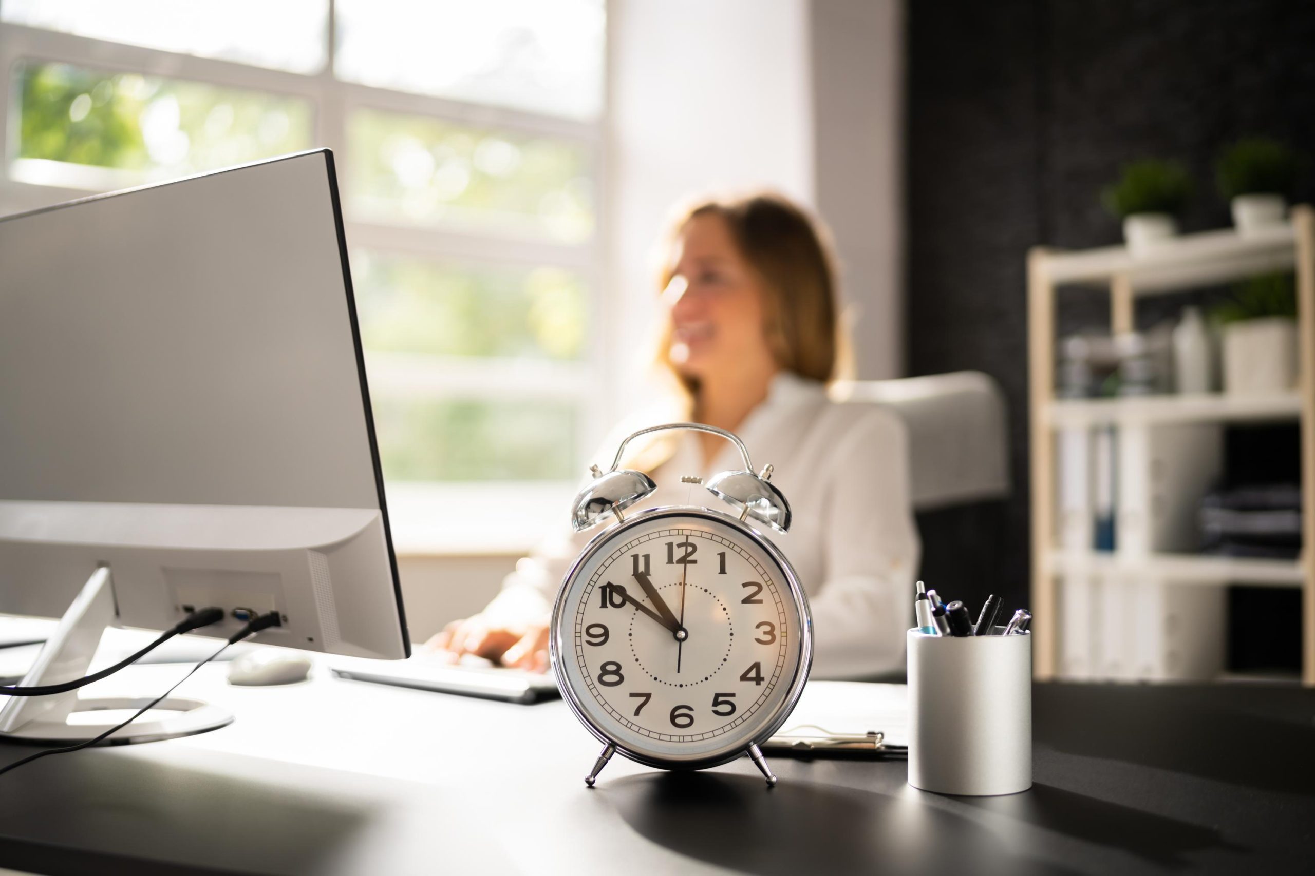 Business Worker Late. Deadline Timer